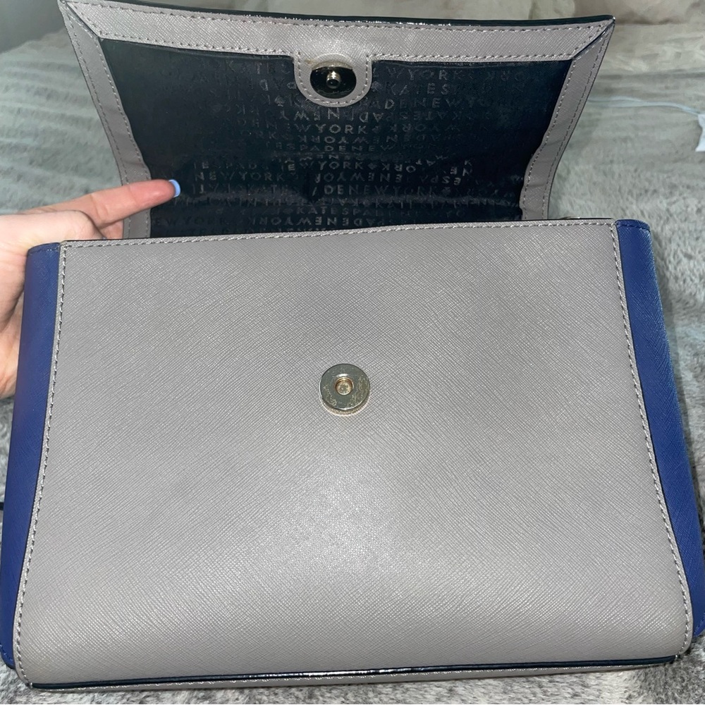 Kate Spade multi tone colorblock purse tote bag crossbody black light gray navy - Picture 5 of 7